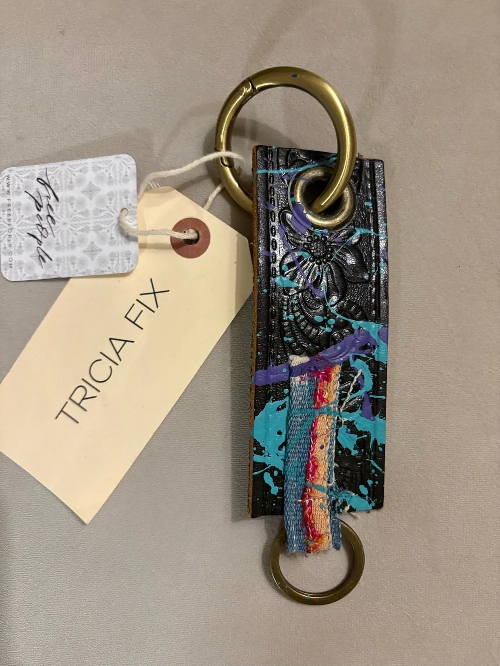 Free People Tricia Fix Rare Splatter Key ring/ Bag charm🔥New with tags!